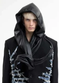 Y/projectWire Leather Hood - Black