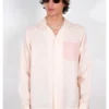 Graphia New YorkGRAPHIA NEW YORK CAMP COLLAR BLUSH STRIPE LONG SLEEVE SHIRT