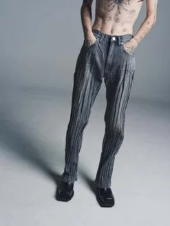 Martine RoseCrinkle Straight Leg Jeans - Black Wash