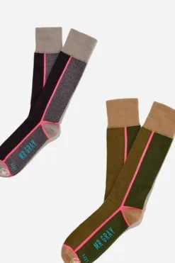 Mr. GrayPanel Trim Printing Sock - Black + Olive