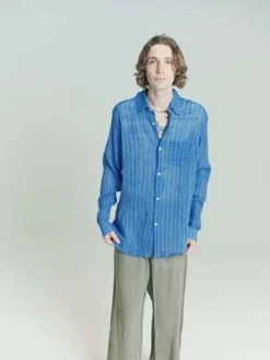 Our LegacyRayon Plait Stripe Initial Shirt - Blue