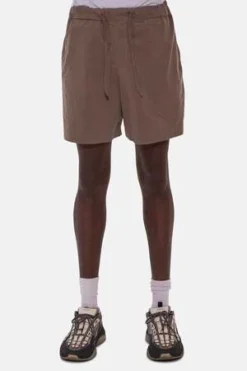 Blue&CreamPoplin Short - Brown