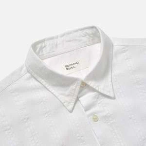 Universal WorksSquare Pocket Shirt - Self Stripe White - Image 3
