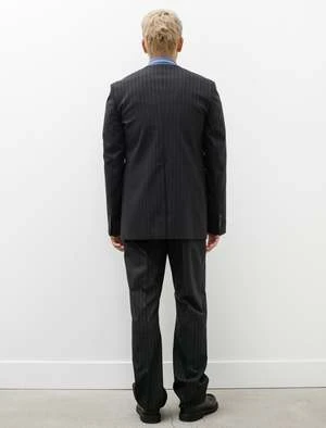 Acne StudiosTailored Wool Blend Trousers - Black/Grey Stripe - Image 3